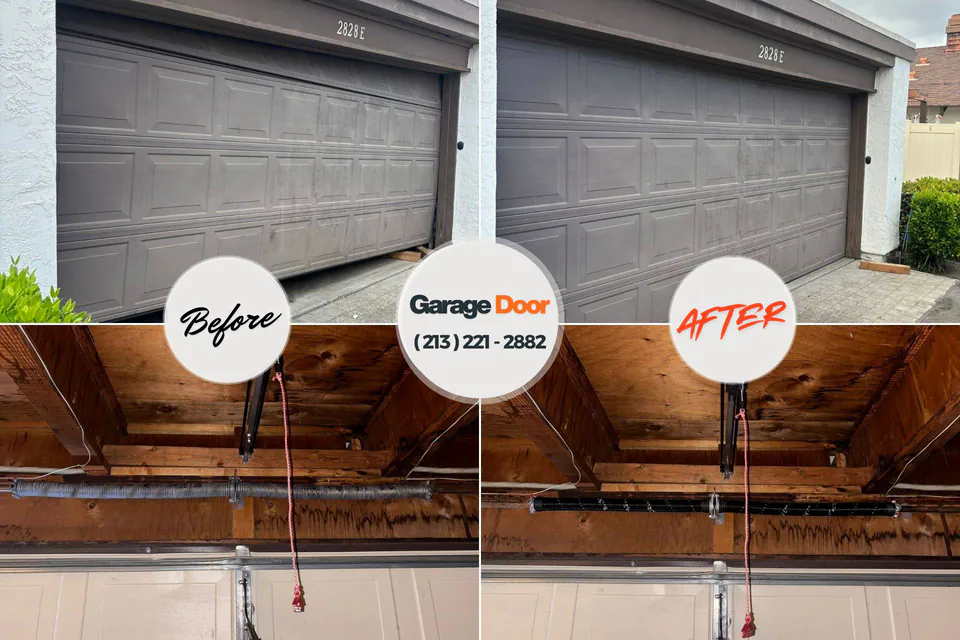 Before and after: garage door repair Gardiner, ME